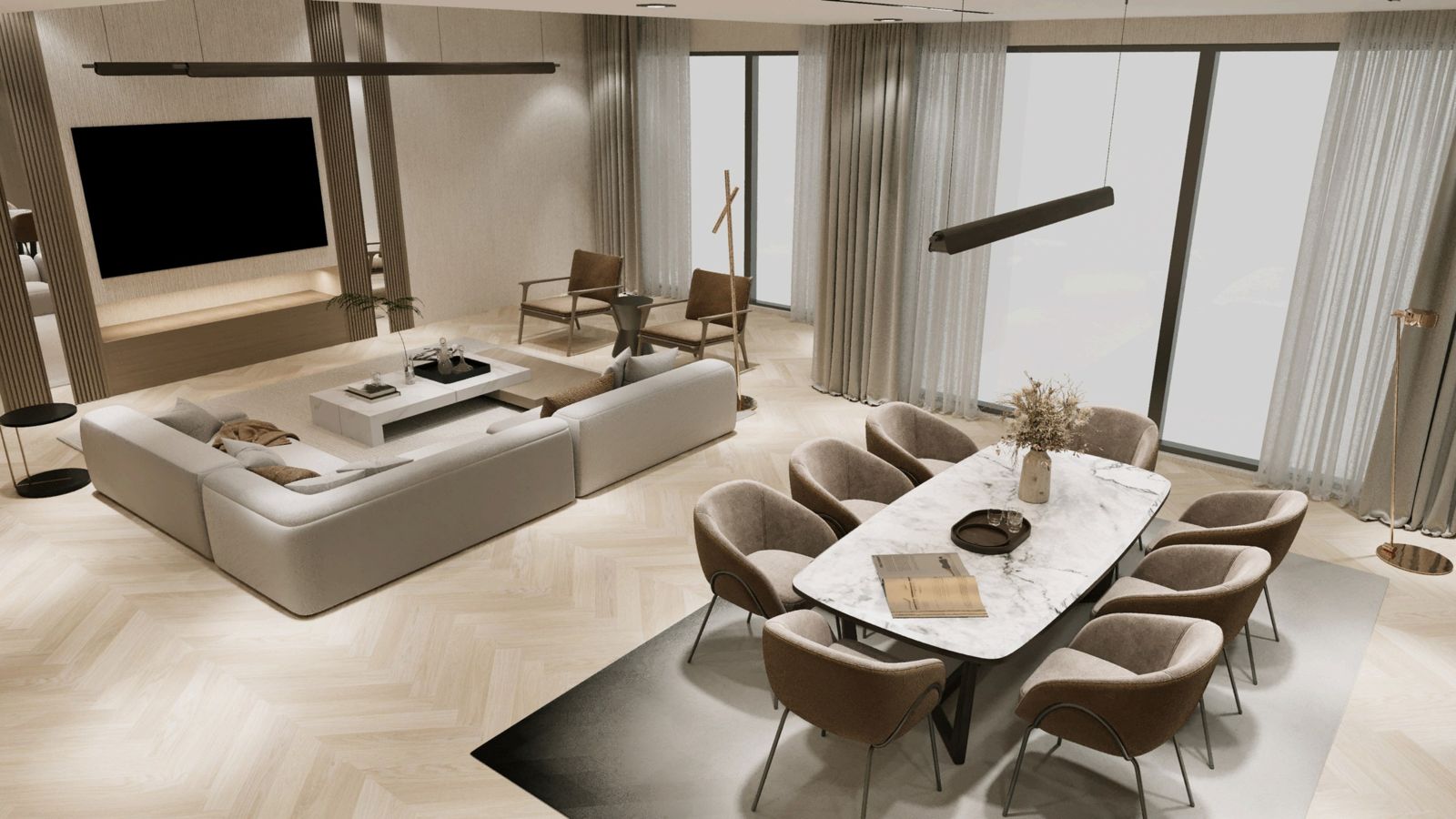 Living and dining, apartment 404