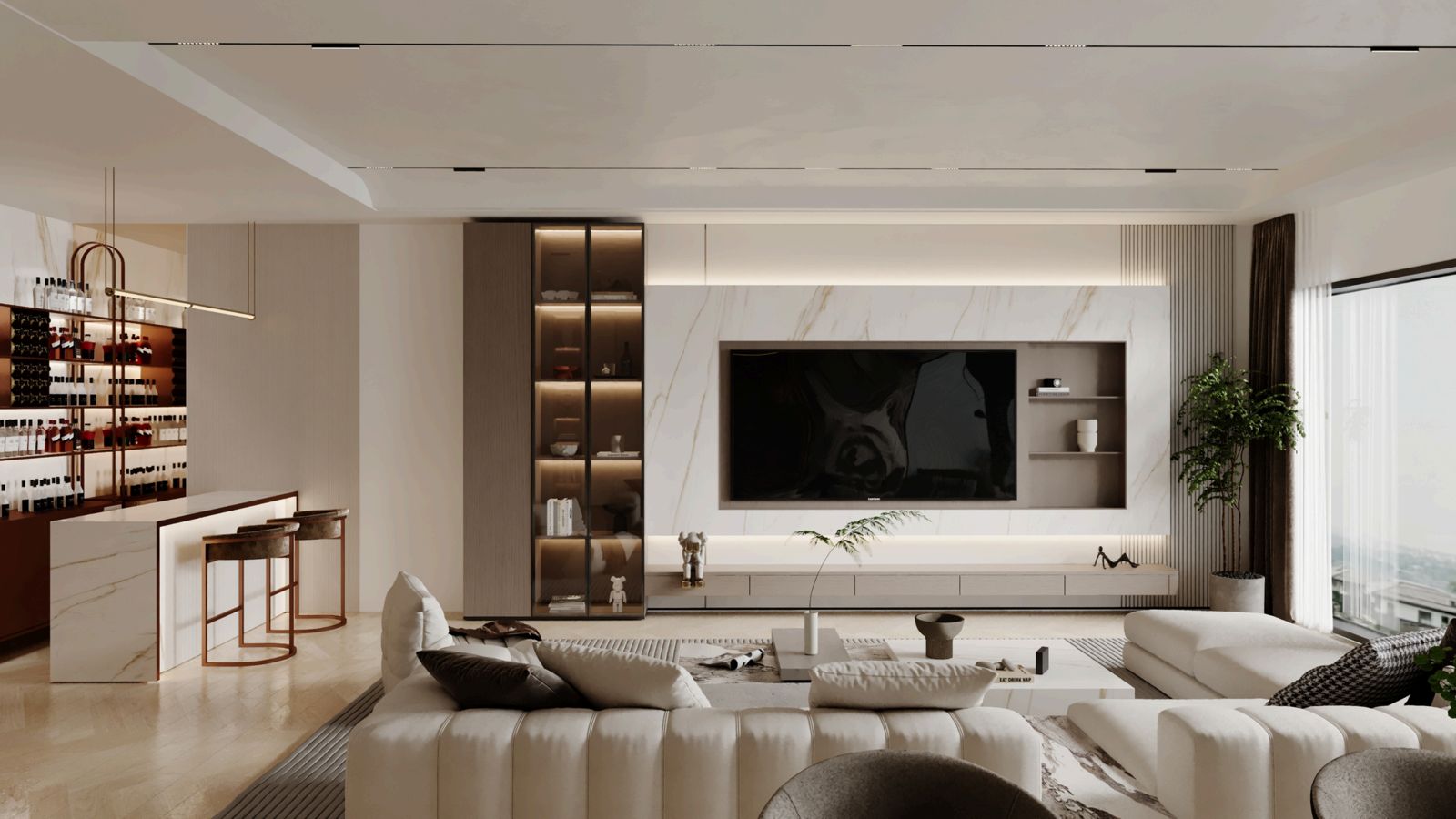 Living area media wall